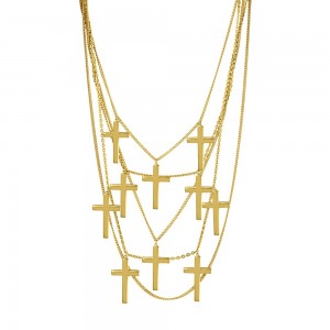 Collar cruces en casacada plata bañada en oro amarillo Aristocrazy